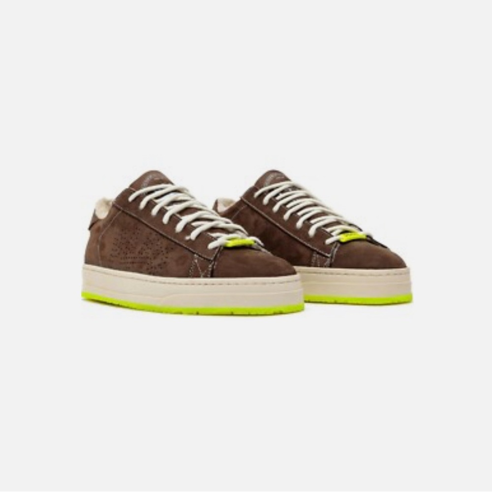 P448 Mens Jack Low Top Brown Perf Faux Fur Winter Italy Sneaker EU 42